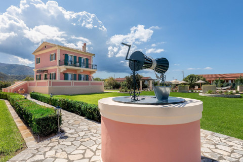 Villa Rose front entrance with landscaped gardens