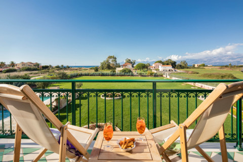 Comfortable lounge area with TV