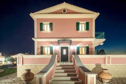 Golden hour garden views with mountains